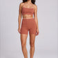 THE EXPERIENCE MINI BIKER SHORTS - TERRACOTA & PEACH NEON