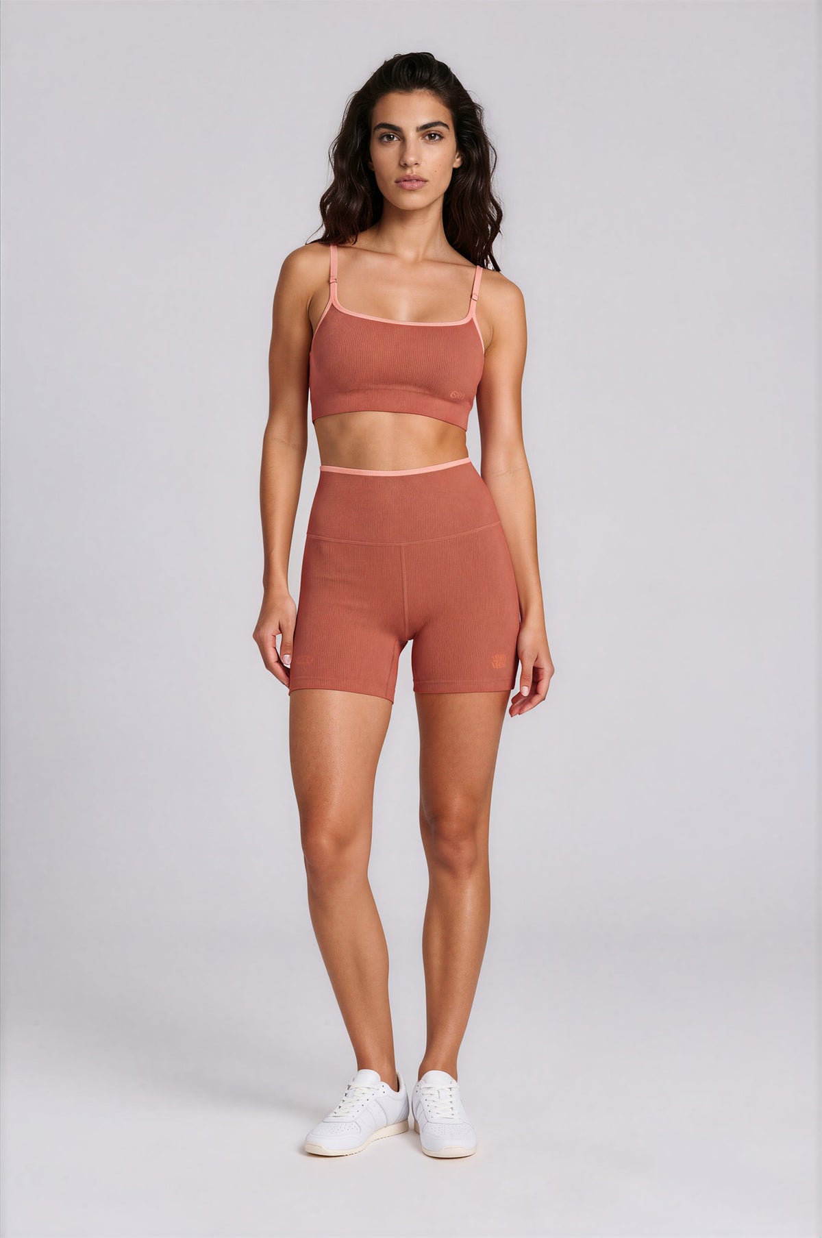 THE EXPERIENCE MINI BIKER SHORTS - TERRACOTA & PEACH NEON
