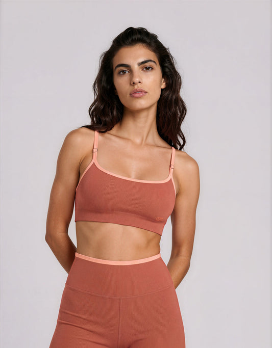 THE EXPERIENCE STRAP TOP LOW - TERRACOTA & PINK NEON