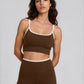 CACAO RIBBED & WHITE STRIPE -  STRAP TOP