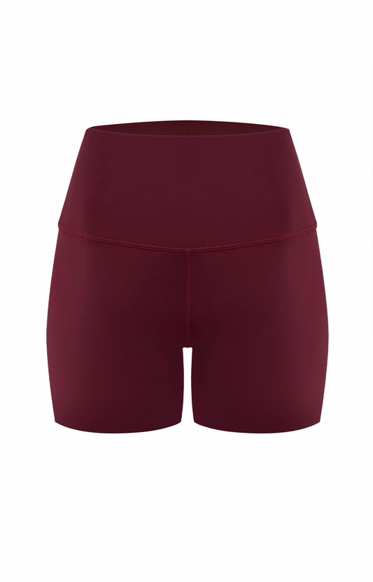 BURGUNDY MINI BIKER SHORTS