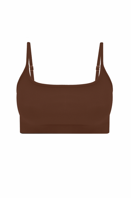 *NEW DROP* CACAO RIBBED -  STRAP TOP