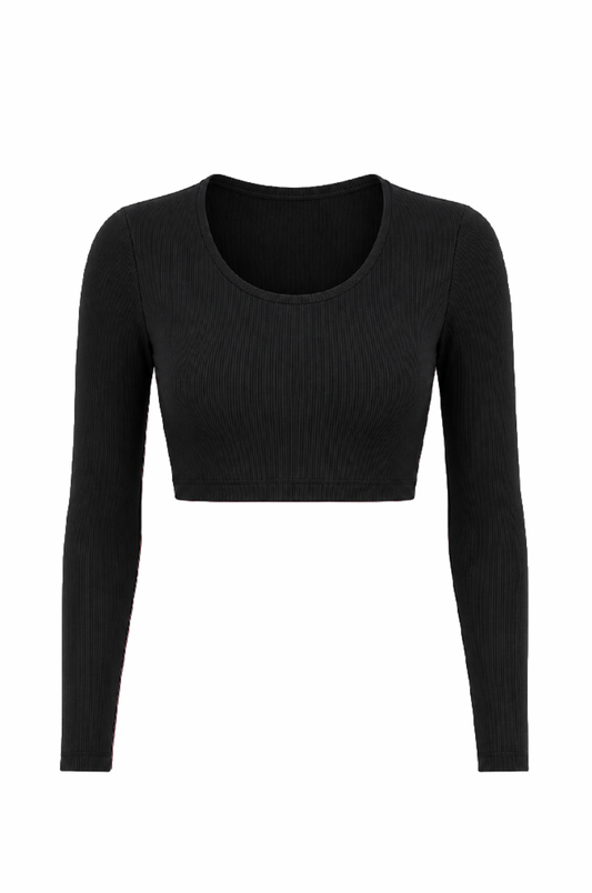 MOONLESS NIGHT - LONG SLEEVE RIBBED TOP