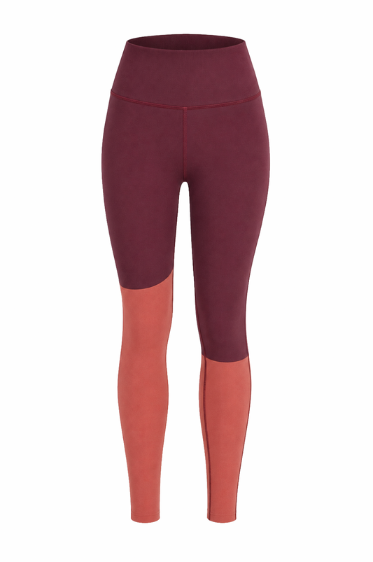 BURGUNDY & TERRACOTA - ASYMMETRIC LEGGINGS