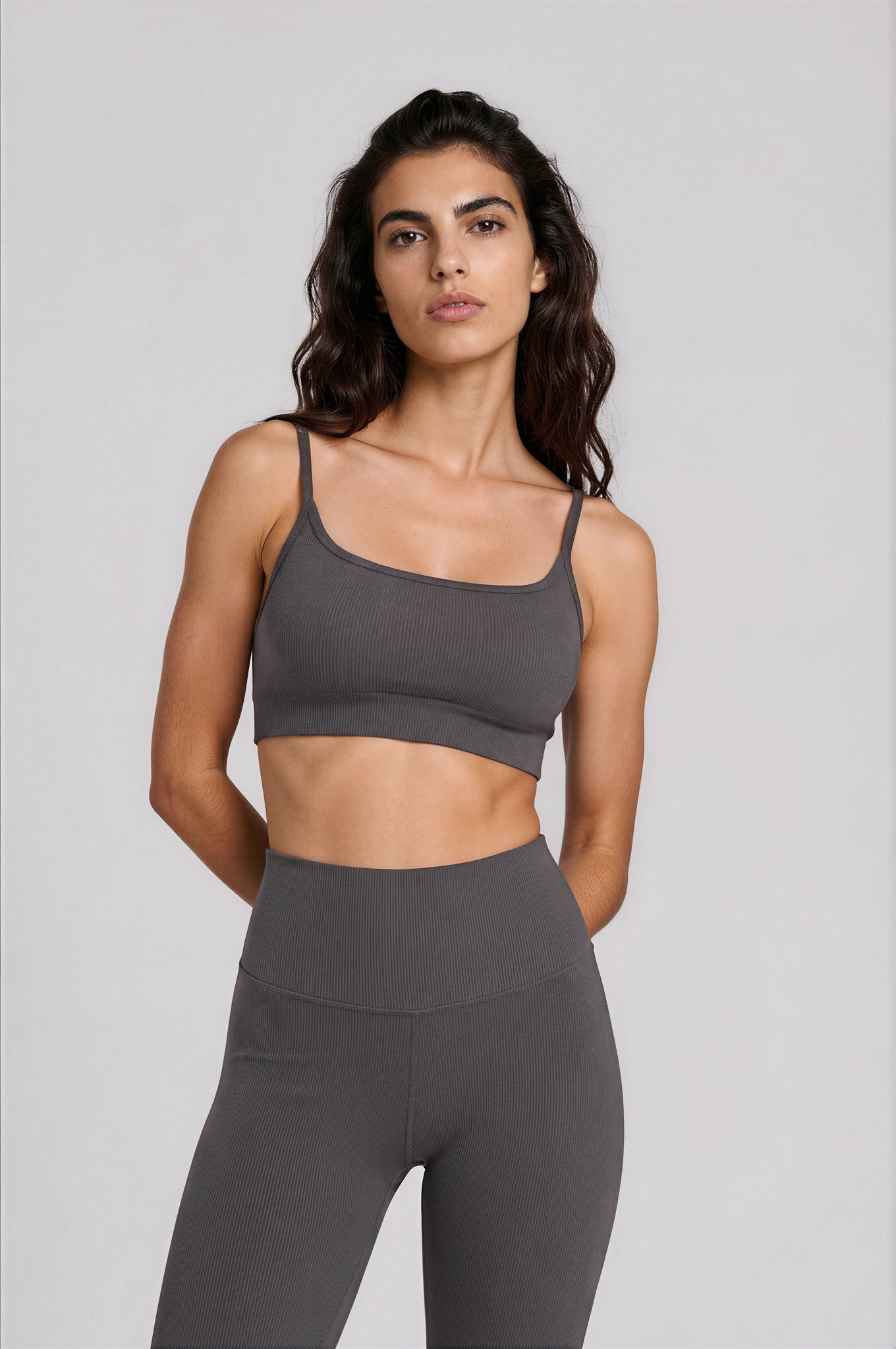 * NEW DROP * GRAPHITE RIBBED  STRAP TOP