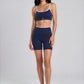 DEEP OCEAN & WHITE STRIPE - MINI BIKER SHORTS