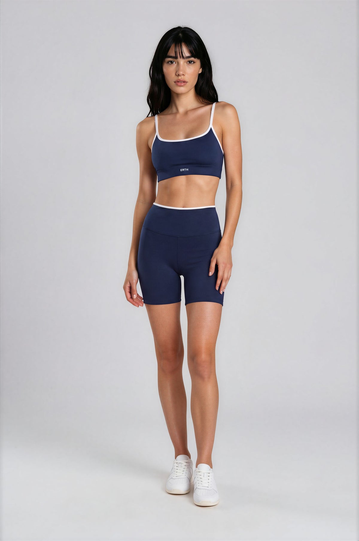 DEEP OCEAN & WHITE STRIPE - MINI BIKER SHORTS