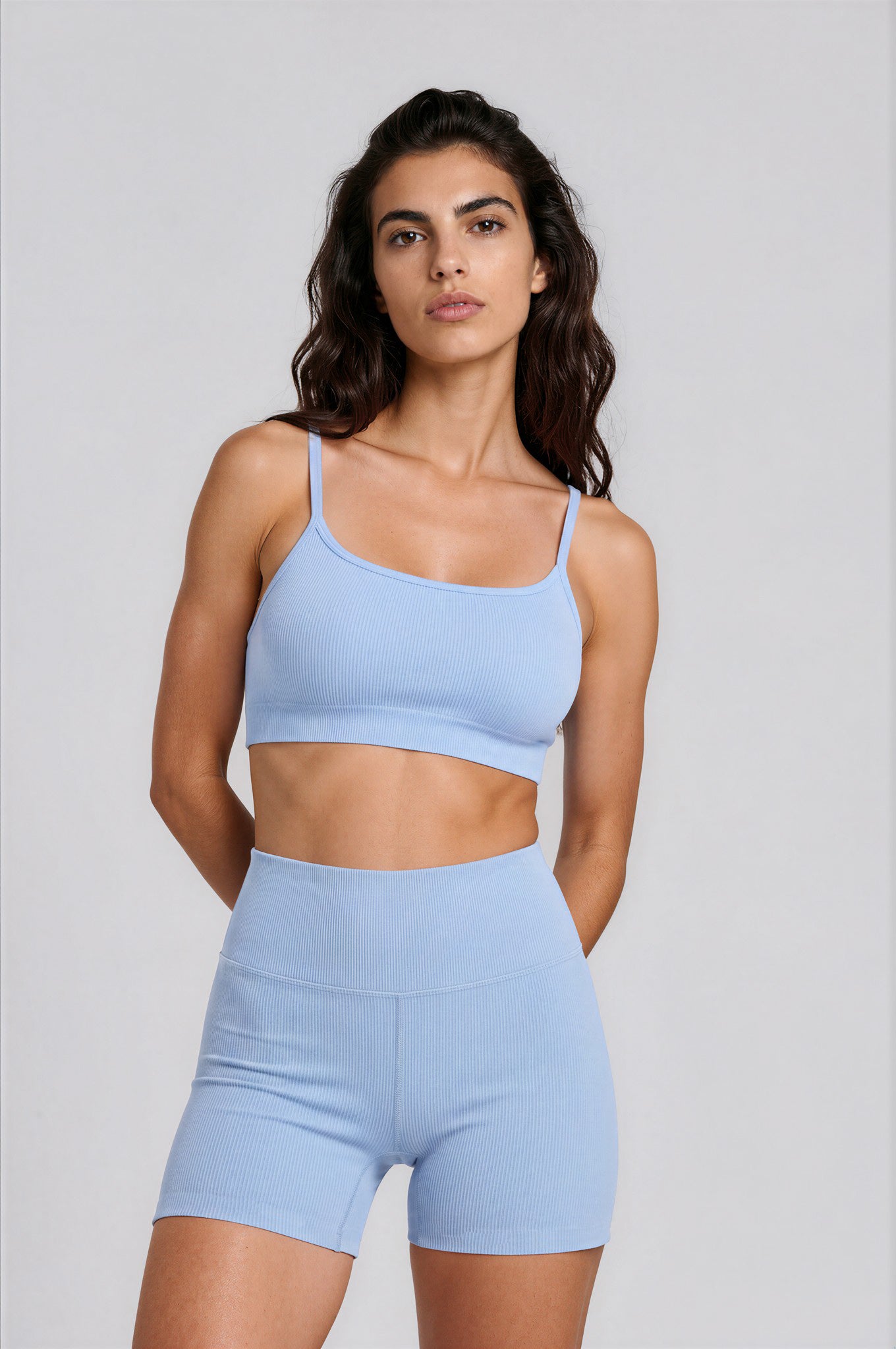 * NEW DROP * CLEAR SKY RIBBED BIKER SHORTS