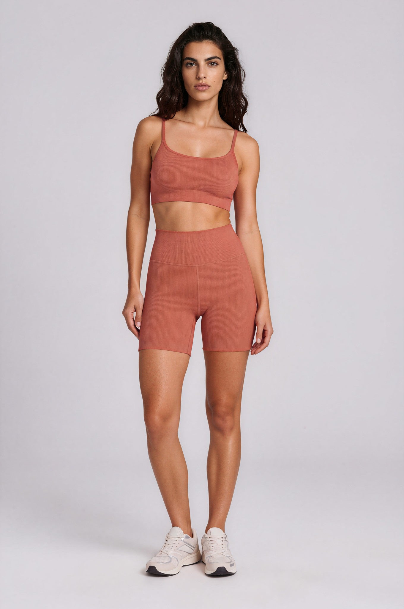 * NEW DROP * TERRACOTA RIBBED BIKER SHORTS