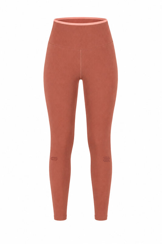 THE EXPERIENCE LEGGINGS - TERRACOTA & PINK NEON